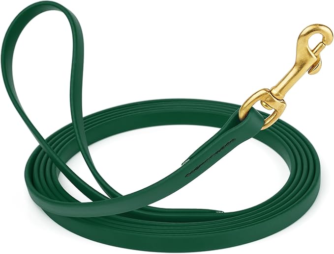 Viper Biothane K9 Working Dog Leash Waterproof Lead for Tracking Training Schutzhund Odor-Proof Long Line with Solid Brass Snap for Puppy Medium and Large Dogs, 15ft Hunter Green