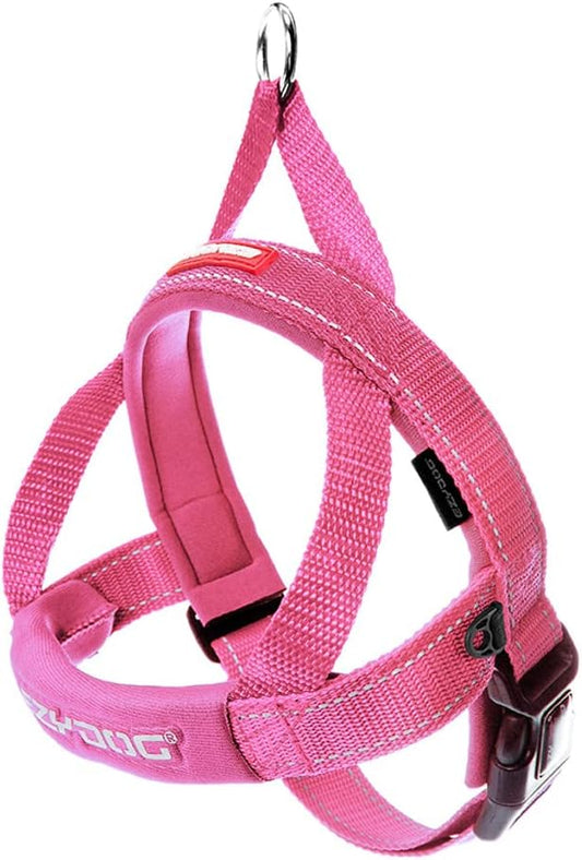 EzyDog Quick Fit Dog Harness ??No Pull Harness for Training, Everyday Walking, and Easy Control - Adjustable Fit, Reflective, and Padded (Medium, Pink)