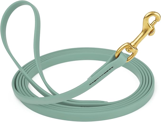 Viper Biothane K9 Working Dog Leash Waterproof Lead for Tracking Training Schutzhund Odor-Proof Long Line with Solid Brass Snap for Puppy Medium and Large Dogs, 33ft Sage Green