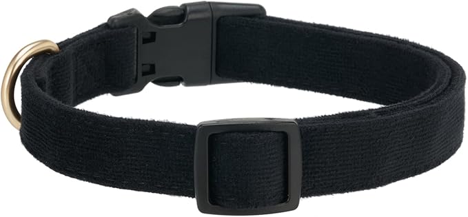 Soft Corduroy Fibric Dog Collar, Quick Side Release Buckle, for Large Dogs.(Black,Large:17-26")