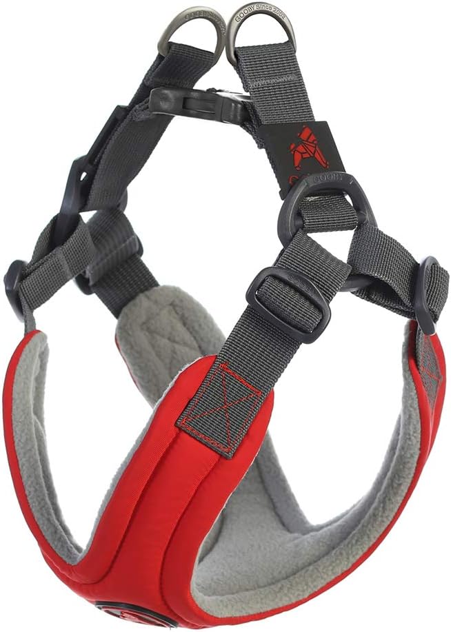 Gooby Escape Free Memory Foam Harness - Red, Small - No Pull Step-in Dog Harness with Four Point Adjustment for Small to Medium Dogs