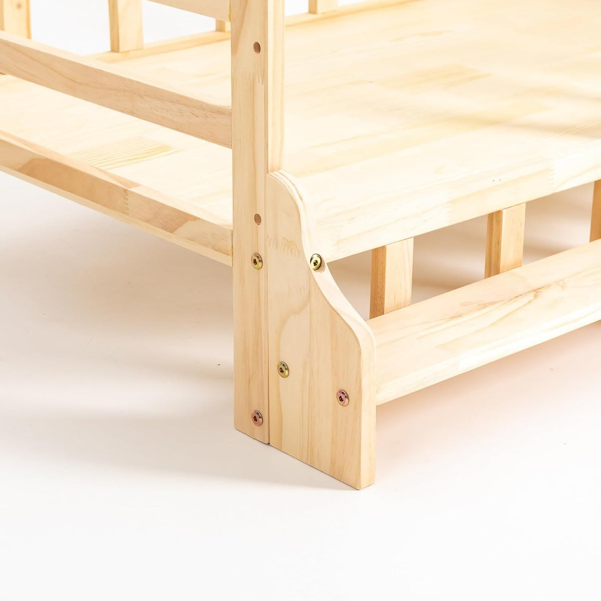 Wooden Pet Bed Elevated Dog Bed with Rails Solid Wood Cat Bed Frame Indoor Use Large - 37.8x22.1in