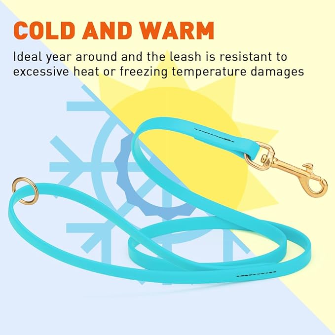 Viper Biothane K9 Working Dog Leash Waterproof Lead for Tracking Training Schutzhund Odor-Proof Long Line with Solid Brass Snap for Puppy Medium and Large Dogs 6ft, Sky Blue
