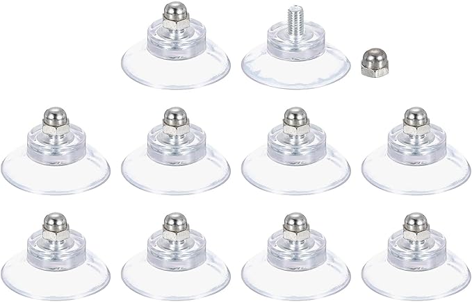 uxcell 10 Packs Suction Cups for Glass 34mm/1.3" Dia Clear PVC Window Glass Suction Sucker Pads with M5 x 8mm Screw for Window Bathroom Door Glass Wall Car Sun Shade