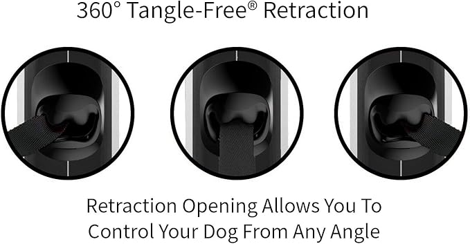 TUG XL 360° Tangle-Free Retractable Dog Leash with Anti-Slip Handle | 26 ft Strong Nylon Tape | One-Handed Brake, Pause, Lock (Extra Large, White)