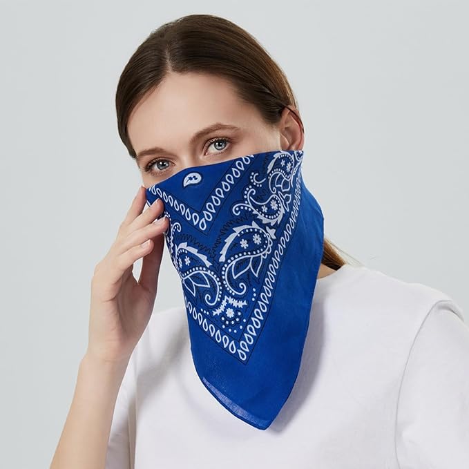 combocube 12 Pack(one Dozen) Multi-Purpose Cotton Paisley Cowboy Bandanas Headband for Men and Women