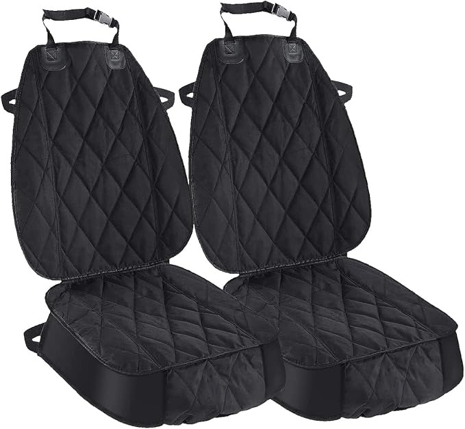AsFrost Dog Seat Cover Cars Trucks SUVs, Thick 600D Heavy Duty Pets Car Seat Cover, Waterproof & Wear-Resistant Durable Nonslip Backing & Hammock Convertible, Black, 2 Pack