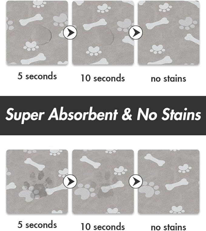 MontVoo Dog Food Mat-Pet Feeding Mat for Food and Water-No Stains Quick Dry Dispenser Cat Bowl Mat for Messy Drinkers(16"X24" Grey)