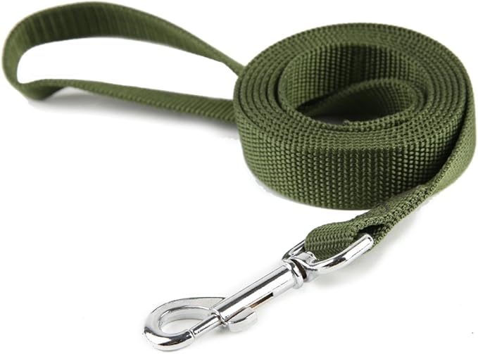 Nylon Dog Training Leash, Traction Rope, 4Ft /5 Foot /6 Feet Long, 5/8 inch 3/4 Inch 1 Inch Wide, for Small and Medium Dogs (5/8'' x 4 FT, Green)