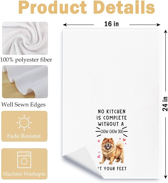 Funny Chow Chow Dog Hand Towels for Kitchen Home Bathroom Decor, A Kitchen is Not Complete Without A Chow Chow Dish Towel, Dog Lovers Gift, 16×24 Inch