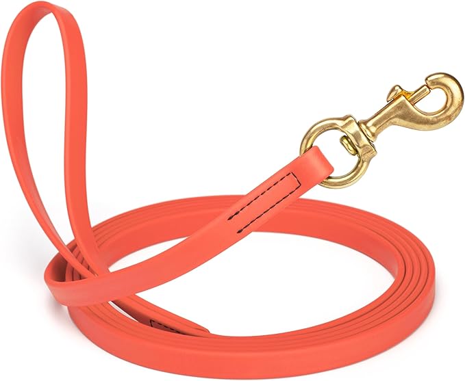 Viper Biothane K9 Working Dog Leash Waterproof Lead for Tracking Training Schutzhund Odor-Proof Long Line with Solid Brass Snap for Puppy Medium and Large Dogs, 20ft Coral