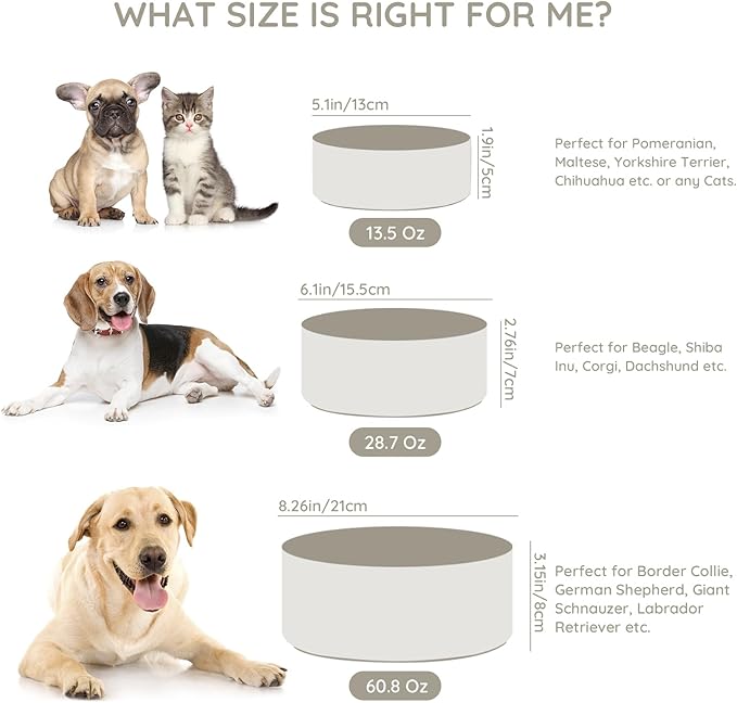 SPUNKYJUNKY 28.7OZ Ceramic Dog and Cat Bowl, Modern Cute Weighted Food Water Bowl for Replacement Grey (1 Pack)