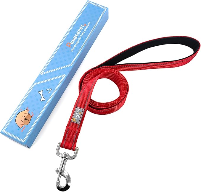 Dog Leash 6 FT Padded Handle Nylon Reflective Dogs Leashes for Small Dogs Red