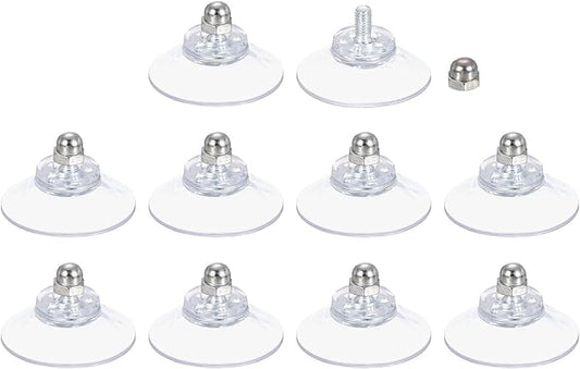 uxcell 10 Packs Suction Cups for Glass 30mm/1.2" Dia Clear PVC Window Glass Suction Sucker Pads with M4 x 8mm Screw for Window Bathroom Door Glass Wall Car Sun Shade