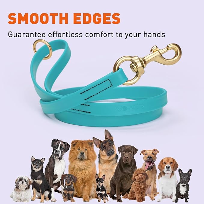 Viper Biothane K9 Working Dog Leash Waterproof Lead for Tracking Training Schutzhund Odor-Proof Long Line with Solid Brass Snap for Puppy Medium and Large Dogs 4ft, Sky Blue