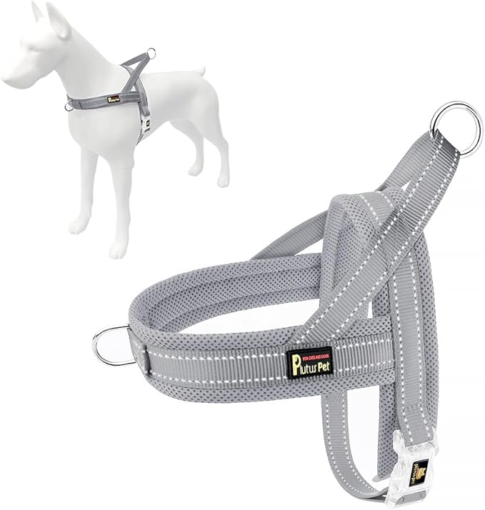 Plutus Pet No Pull Dog Harness with Breathable Mesh Padded, Adjustable Reflective Escape Proof Dog Harness, Quick Fit Dog Vest Harness for Small Medium Large Dogs(S, Gray)