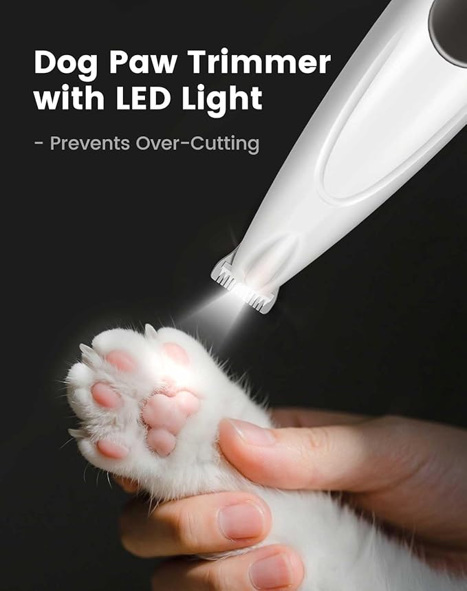 2 in 1 Dog Nail Grinder Quiet and Dog Paw Trimmer, Powerful Painless Electric Dog Nail Trimmers for Large Medium Small Dogs, Rechargeable Cordless Dog Hair Clippers for Paws, Ears, Eyes, Rump