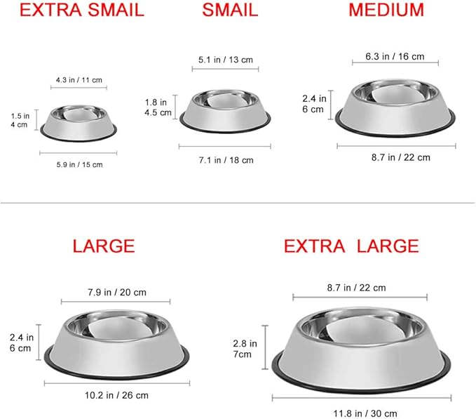 Stainless Steel Dog Bowls, 6 Cup/48oz Cat Bowl Water and Food with Rubber Base, Pet Bowls for Large Dogs and Pets, 2Pack