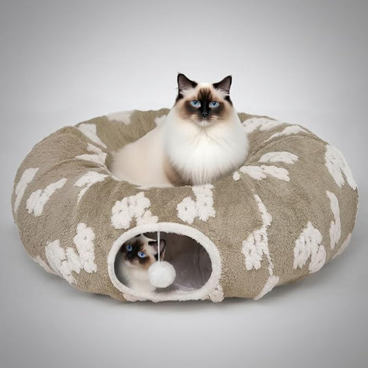 Pesen Cat Tunnel Bed with Soft Cushion, Cat Toys for Indoor Cats Enhance Bonding Between Pets and Owners, Encourage Exploration, and Satisfy Natural Instincts for Kittens, Dogs, and Rabbits