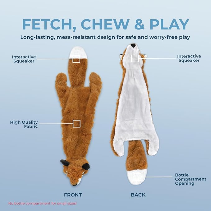 Best Pet Supplies Squeaky Dog Toys with Soft Durable Fabric for Small, Medium and Large Pets Interactive Toy for Indoor Play, Supports Active Biting and Play - Fox, Large