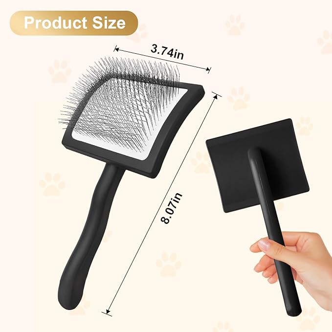 Dog Slicker Brush for Doodle Grooming,Dog Brush for Poodles,Long Pin Haired Pet Slicker Brush for Goldendoodles, Labradoodles,Bernedoodles (Black)