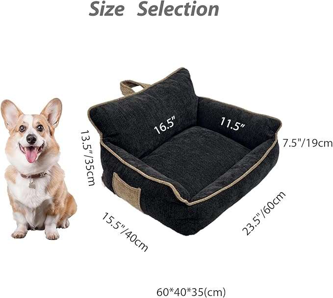 Orthopedic Dog Bed with Memory Foam, Washable Plush Pet Bed for Small, Medium & Large Dogs, Cozy Bolster Crate Dog Bed for Joint Support & Comfort.(Black)