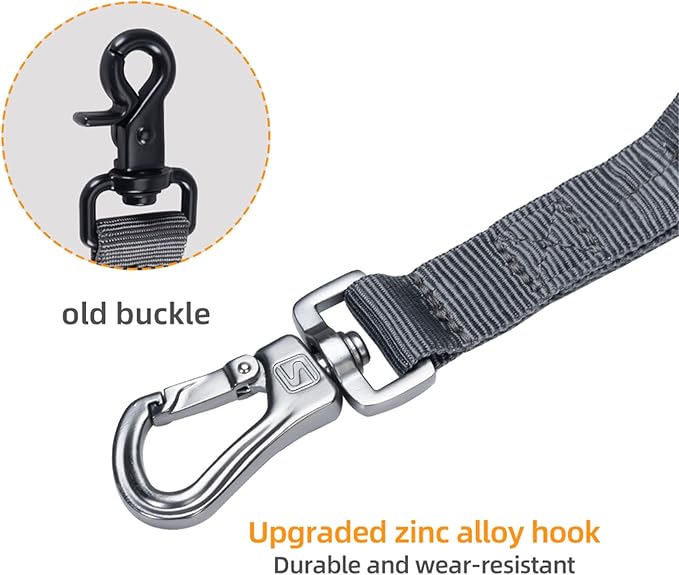 EXCELLENT ELITE SPANKER Tactical Bungee Dog Leash Military Adjustable Dog Leash Quick Release Elastic Leads Rope with 2 Control Handle（Grey