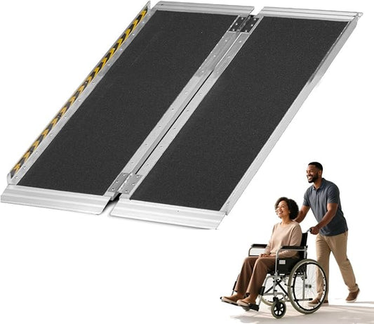 Wheelchair Ramp 3FT, 600LBs Capacity Anti-Slip Aluminum Folding Portable Handicap Threshold Entry Ramp for Home, Doorways Steps, Scooter, Stairs, 36" L x 28.3" W