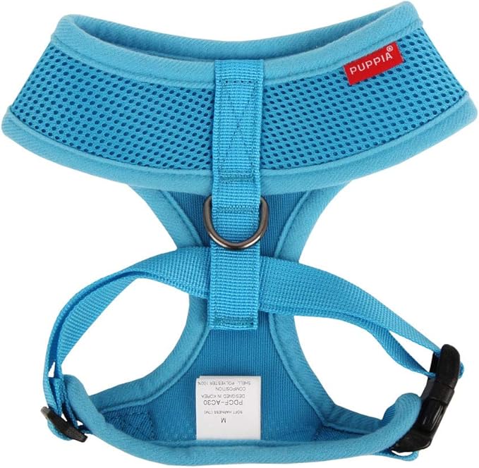 Puppia Soft Dog Harness No Choke Over-The-Head Triple Layered Breathable Mesh Adjustable Chest Belt and Quick-Release Buckle, Sky Blue, XX-Large