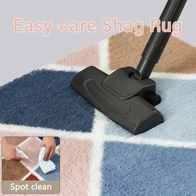 5x8 Checkered Rug for Bedroom Rainbow Modern Soft Area Rug Fluffy Non-Slip Carpet for Living Room Playroom Home Aesthetic Decor