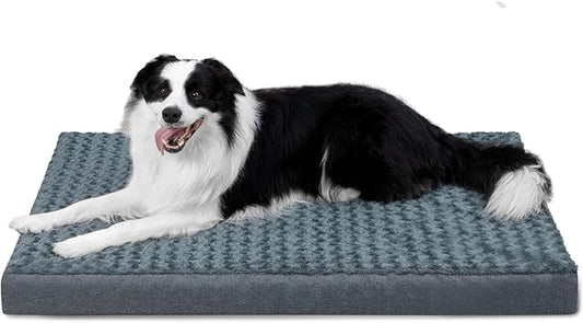 KHONSU PET Dog Bed Mat Plush 3in Orthopedic Pad for Large Dogs up to 65 lbs Large Waterproof Removable Cover Machine Washable for Large Dogs