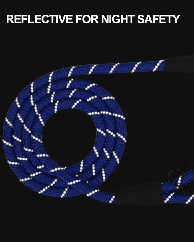 Joytale Dog Leash for Small Dogs, Heavy Duty Nylon Leashes with Comfortable Padded Handle and Highly Reflective Threads, Ideal for Walking and Training, Navyblue, 5'횞3/8''
