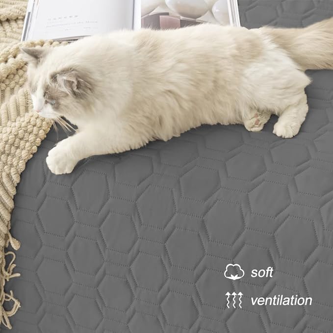Waterproof and Non-Slip Dog Bed Cover and Pet Blanket Sofa Pet Bed Mat ，car Incontinence Mattress Protectors Furniture Couch Cover for Most Cats Dogs, Pets（40x50-Dark Grey）