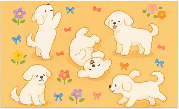 Bichon Frise Pet Food Mat Cute Spill-Proof Dog Water Bowl Mat Funning Mats for Cat Food and Water Bowls Cute Easy Clean Dog Bowl Mats Pet Placemat 20" x 12" Fast Dry Pets Feeding Pad
