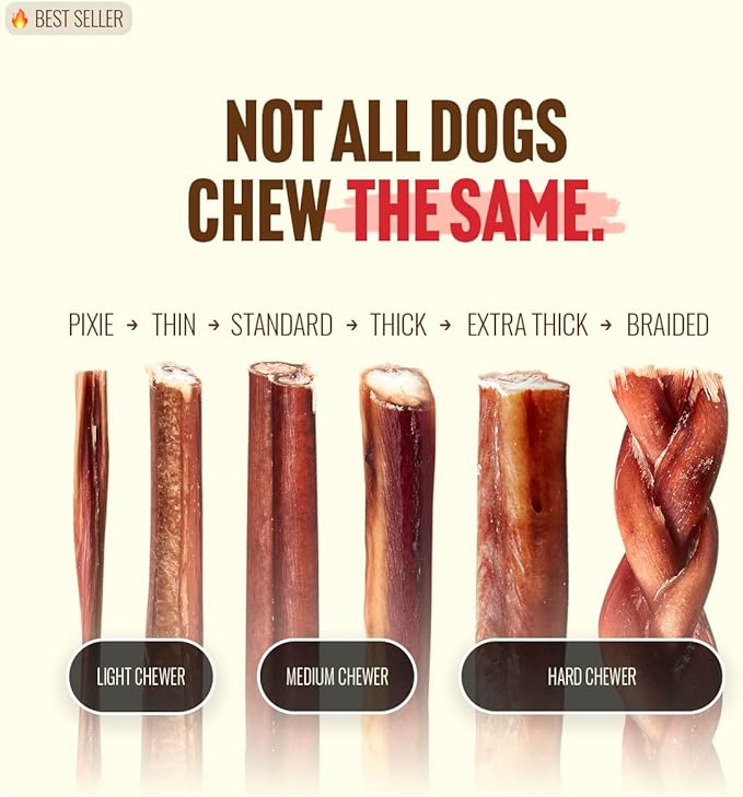 Natural Farm Jumbo Bully Sticks (6 Inch, 4 Pack), Odor Free, Extra-Thick Dog Chews - Fully Digestible 100% Beef Treats, Supports Dental Health, Keep Your Dog Busy with 50% Longer Lasting Chews