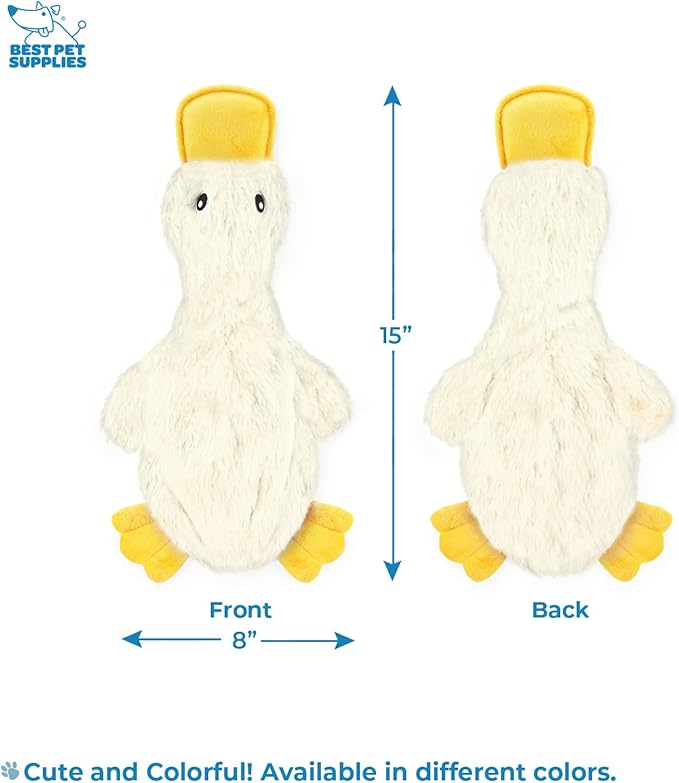 Best Pet Supplies Interactive Squeaky Dog Chew Toy, Ideal Dog Toys for Chewers, Small, Medium & Large Dogs, and Fetch Lovers - Crinkle Duck (White), Large