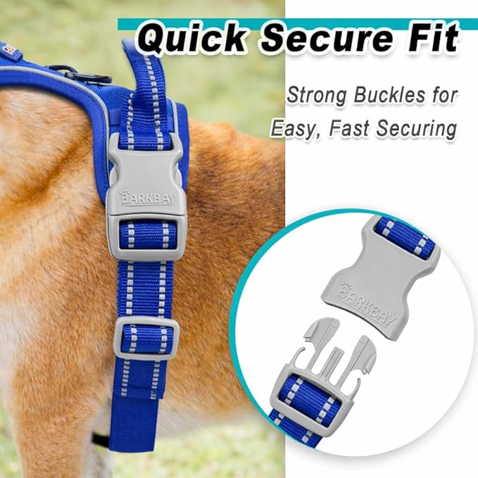 BARKBAY Dog Harness No Pull Mesh for Small Dogs - Adjustable, Reflective, Comfortable, No Choke, Heavy-Duty - Perfect for Outdoor Training, Walking, and Hiking-Strong&Durable- S & Sapphire Blue Mesh