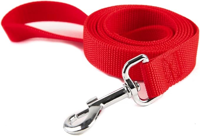 Nylon Dog Training Leash, Traction Rope, 4Ft /5 Foot /6 Feet Long, 5/8 inch 3/4 Inch 1 Inch Wide, for Small and Medium Dogs (1'' x 7 FT, Red)