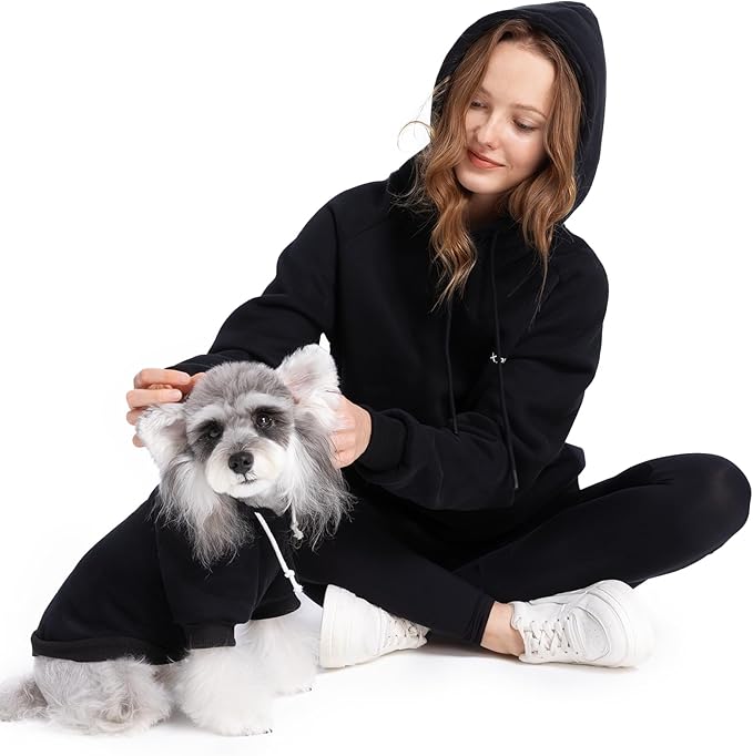 XPUDAC Matching Hoodie for Dogs and Humans Womens Hoodie Oversized Fleece Sweatshirts Long Sleeve Sweaters Pullover Fall Winter Clothes with Pocket, Black, Medium