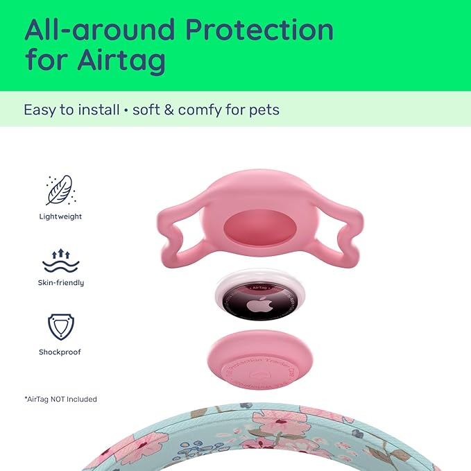 WhoseID Airtag Dog Collar,with Waterproof airtag Holder竊똎riginal Stylish Cute Pattern Design.QR Code ID Buckle竊똂omfortable Soft Cotton for Small Medium Large Dogs