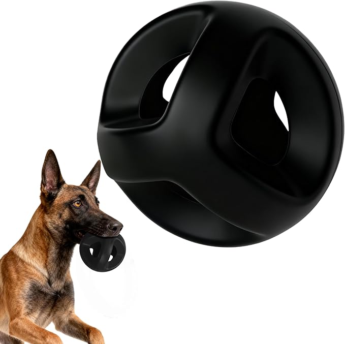 PetiFine Indestructible Dog Ball,Tough Dog Toys for Aggressive Chewers,Non-Toxic Natural Rubber, Chew,Tug & Fetch,Dog Ball Toy for Medium Large Breeds,4.5”(Black)