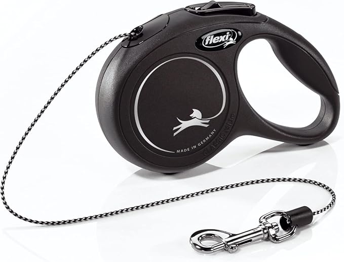 FLEXI New Classic Cord Retractable Dog Leash for X-Small Dogs up to 18 lbs. – 10 ft., Black | Tangle-Free Pet Walking Leash with One-Handed Brake, Pause, Lock|German Quality Product