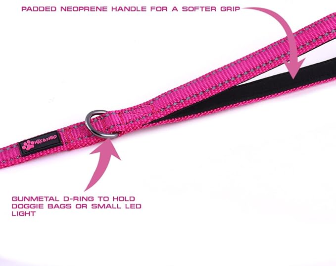 Max and Neo Small Dog Reflective Nylon Leash - Donate a Leash to Dog Rescue for Each Sold (Black, 4x5/8)