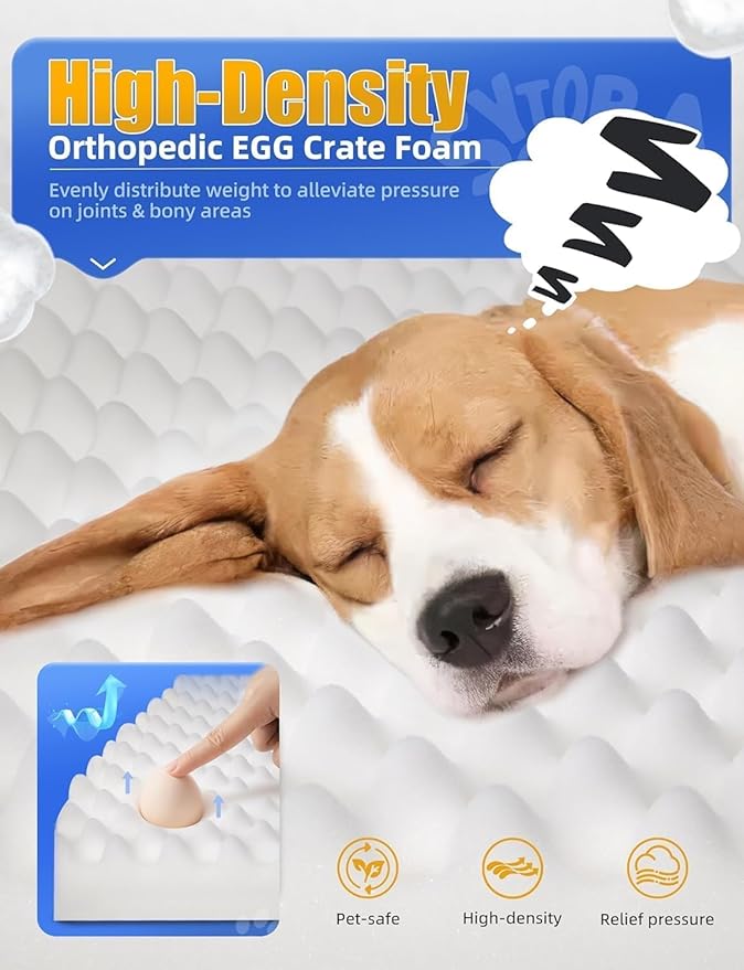 Sytopia Washable Orthopedic Dog Beds, Chew Proof Dog Crate Pad, Orthopedic Tough Washable 42" Pet Mats for Large Pets, Waterproof and Anti-Slip Bottom – XL