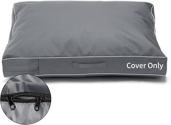 COSHNIBI Dog Bed Covers Replacement Washable,Waterproof Dog Bed Cover with Zip and Carry Handle for Dog/Cat 54''Lx44''Wx4''H-Grey