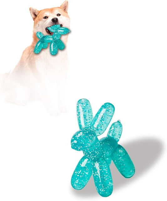 Durable Dog Chew Toy – Balloon Dog Shape, 4.72” for Medium & Large Dogs, Tough Plastic, Interactive Chew Toy for Boredom & Dental Health（Green）