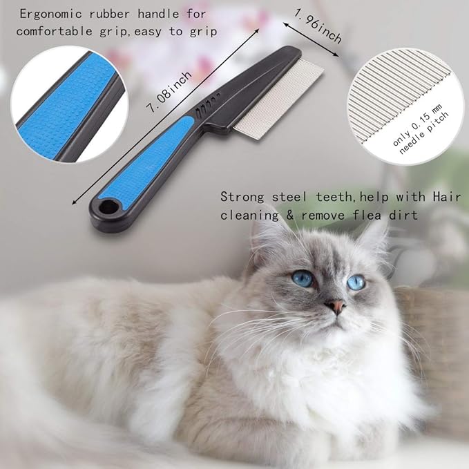 Cat Combs,Pet Comb Laiannwell Professional Grooming Comb for Dog/Cat/Small Pets(3 Packs)