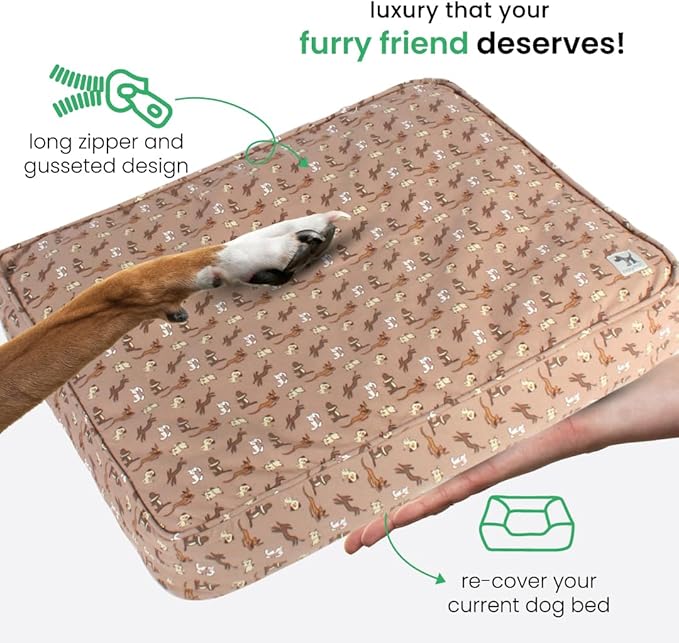 Molly Mutt Huge Dog Bed Cover - Daysleeper Print - Measures 36”x45”x5’’ - 100% Cotton - Durable - Breathable - Sustainable - Machine Washable Dog Bed Cover