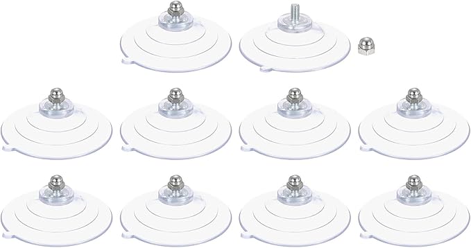uxcell 10 Packs Clear PVC & Zinc Alloy Suction Cups, 60mm/2.4" Dia, M5 x 8mm Screw, Glass, Metal, Tile, Plastic, Kitchen, Bathroom, Door, Window
