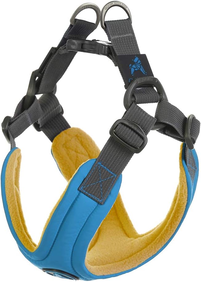Gooby Escape Free Memory Foam Harness - Blue, Large - No Pull Step-in Small Dog Harness with Four Point Adjustment - Perfect on The Go Dog Harness for Medium Dogs No Pull and Small Dogs